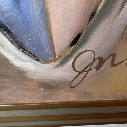 FRAMED AND SIGNED JAMES WARREN FIGURATIVE ACRYLIC ON CANVAS