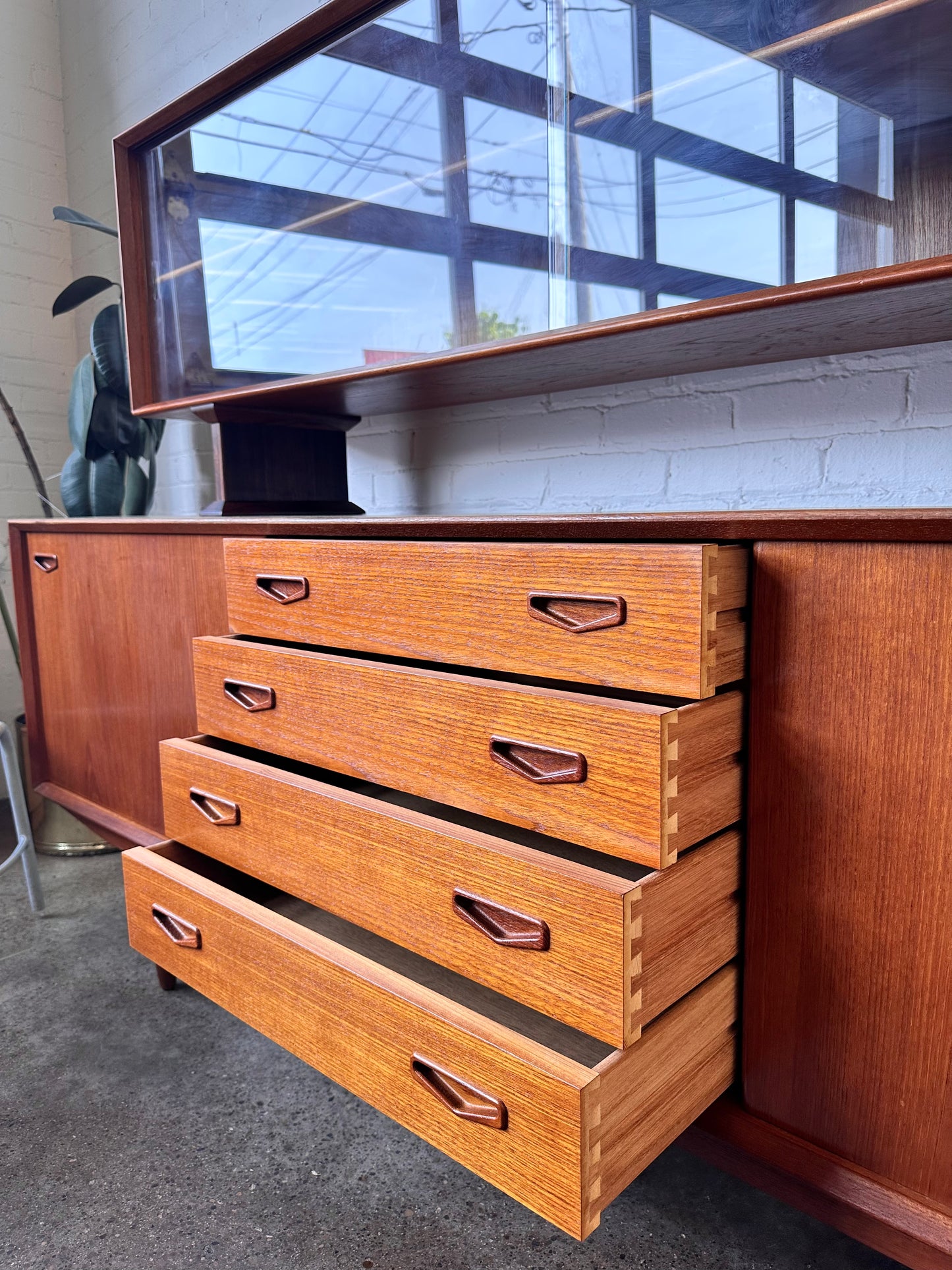 CLAUSEN & SON DANISH TEAK CREDENZA & HUTCH