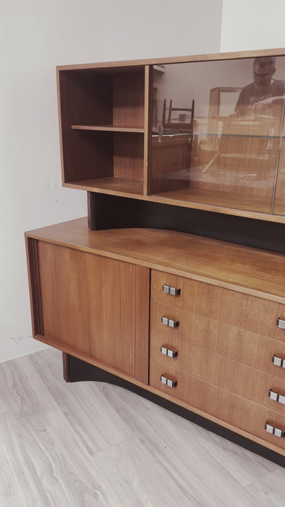 RS ASSOCIATES TEAK WOOD TWO PIECE SERVER WITH HUTCH TOP