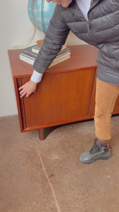 RS ASSOCIATES TEAK DOUBLE TAMBOUR DOOR CREDENZA