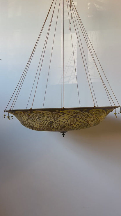 FORTUNY HANGING SILK PARASOL CHANDELIER