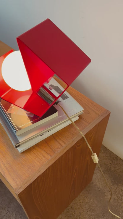 RED PLASTIC SPACE AGE ORB LIGHT
