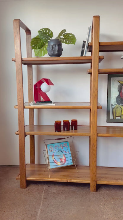 VINTAGE CERUSED BENTWOOD OAK ROOM DIVIDER BOOK SHELF