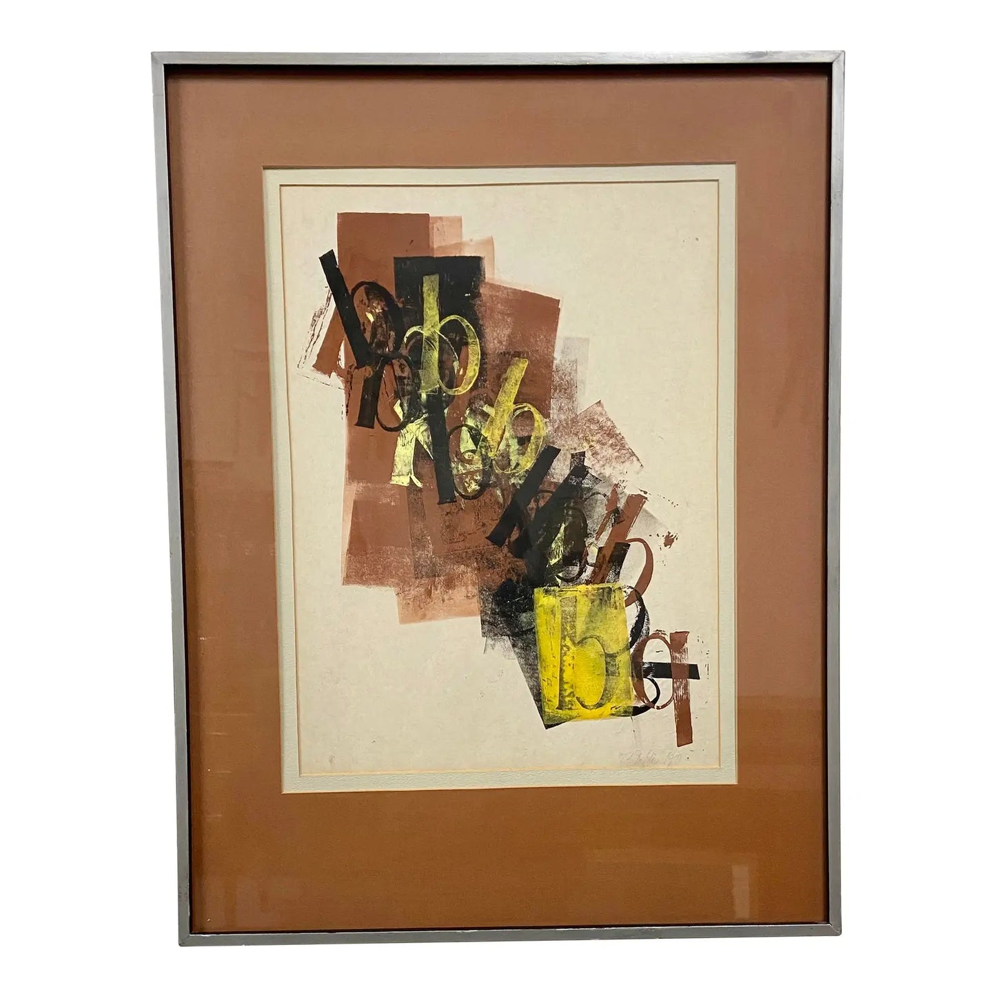 FRAMED SIGNED ABSTRACT TYPOGRAPHY SCREEN PRINT