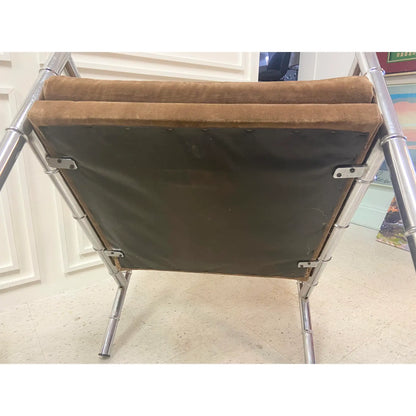 CHROME FAUX BAMBOO ARM CHAIRS - PAIR