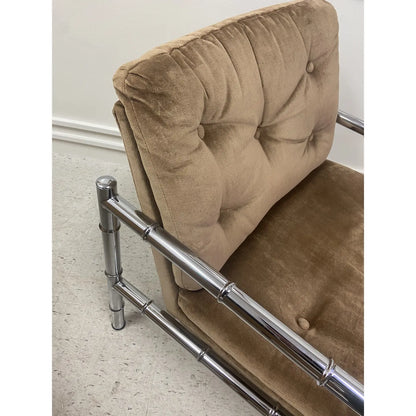 CHROME FAUX BAMBOO ARM CHAIRS - PAIR