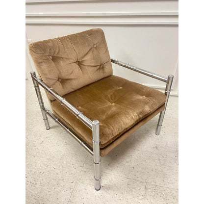 CHROME FAUX BAMBOO ARM CHAIRS - PAIR
