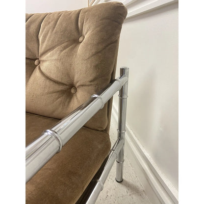 CHROME FAUX BAMBOO ARM CHAIRS - PAIR