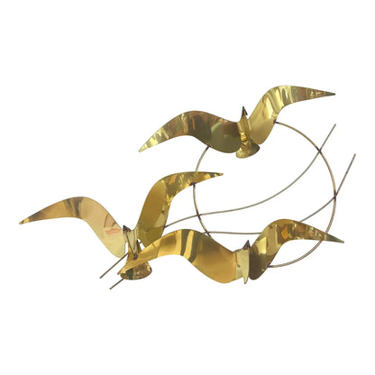 CURTIS JERE ROUND BRASS BIRD WALL HANGING