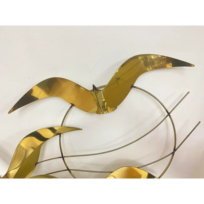 CURTIS JERE ROUND BRASS BIRD WALL HANGING