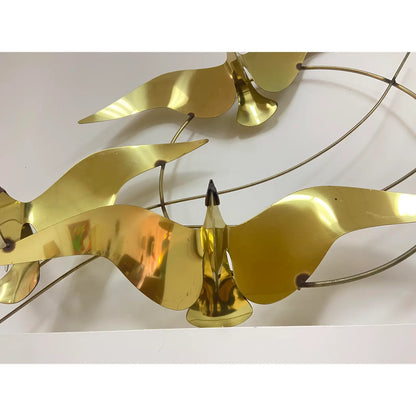 CURTIS JERE ROUND BRASS BIRD WALL HANGING