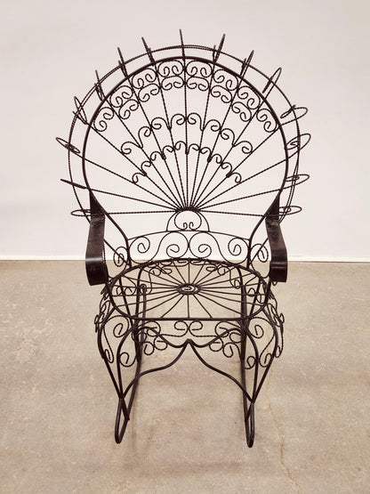 JOHN SALTERINI IRON PEACOCK ROCKING CHAIR