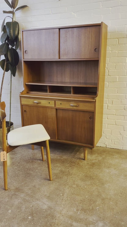 MCM DANISH TEAK SECRETARY/BAR CABINET/HUTCH