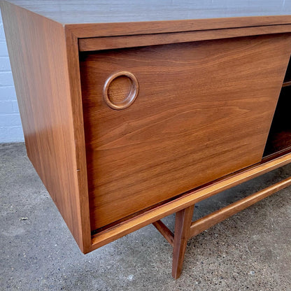RESTORED TEAK CREDENZA WITH BYPASS DOORS