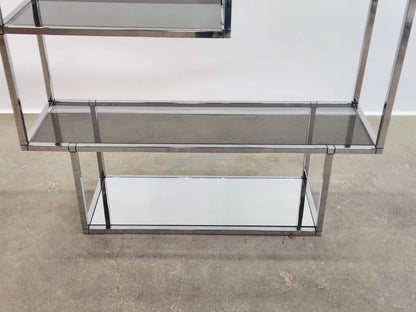 SMOKED GLASS & CHROME ETAGERE SHELF