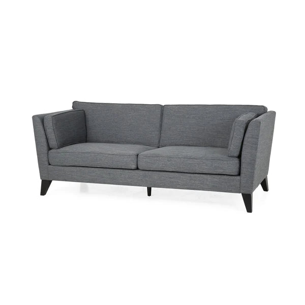 CONTEMPORARY CHARCOAL FABRIC SOFA WITH FLARED ARMS