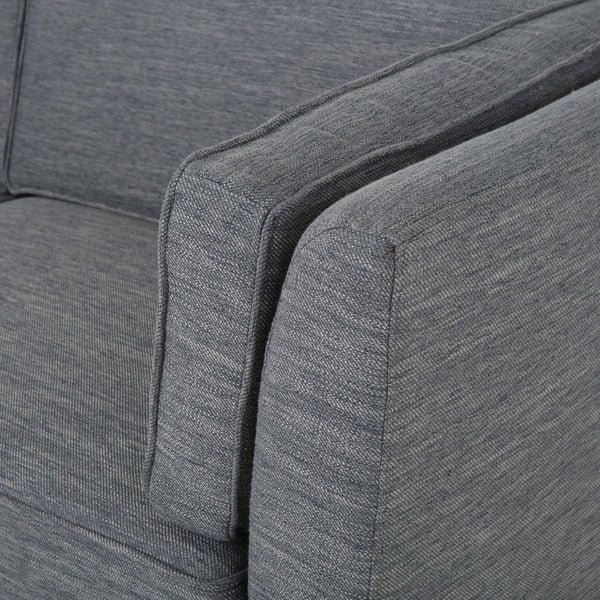 CONTEMPORARY CHARCOAL FABRIC SOFA WITH FLARED ARMS