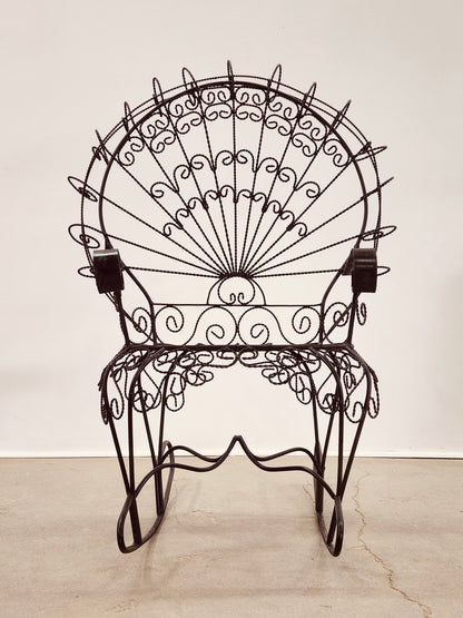 JOHN SALTERINI IRON PEACOCK ROCKING CHAIR
