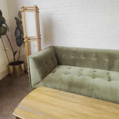 NEW MOSS GREEN VELVET CHESTERFIELD SOFA