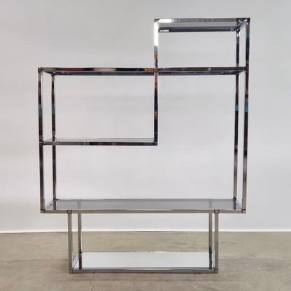SMOKED GLASS & CHROME ETAGERE SHELF