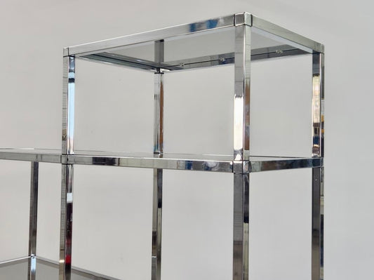 SMOKED GLASS & CHROME ETAGERE SHELF