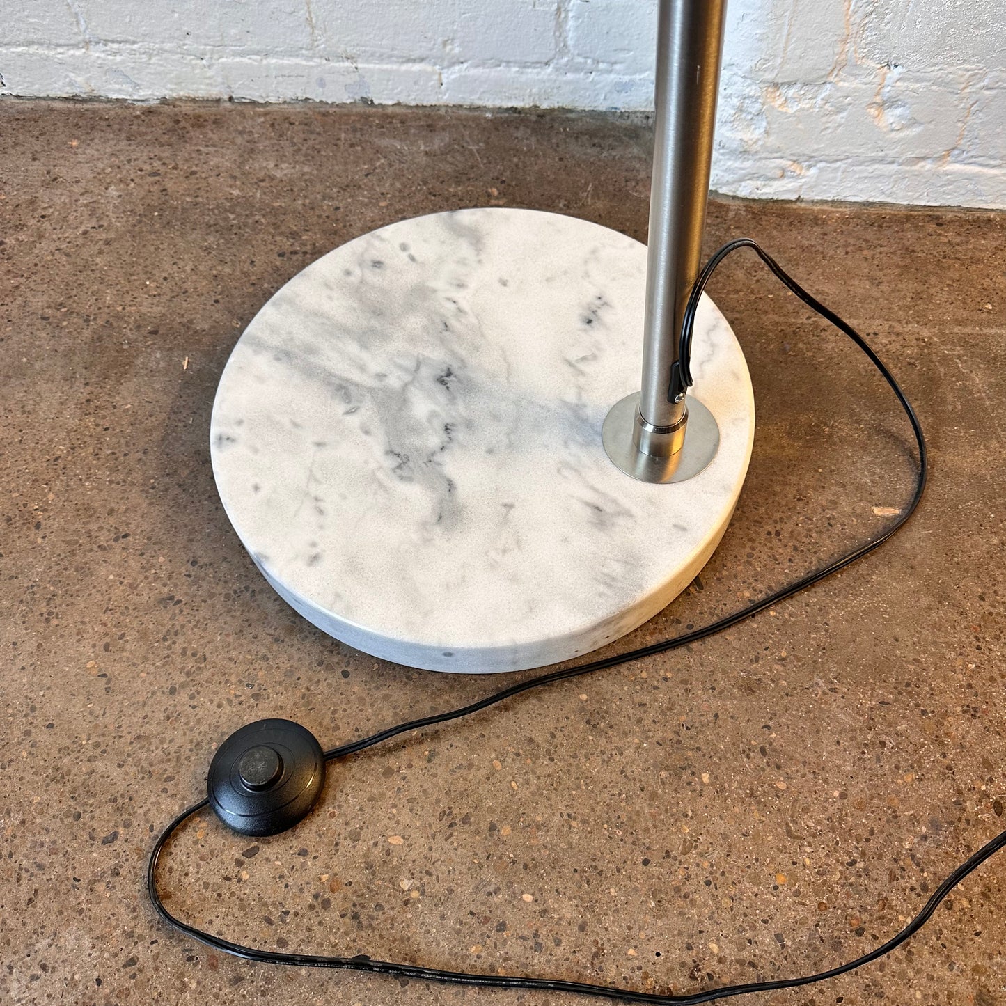 MODERNIST ARC LAMP WITH MARBLE BASE & BRUSHED METAL