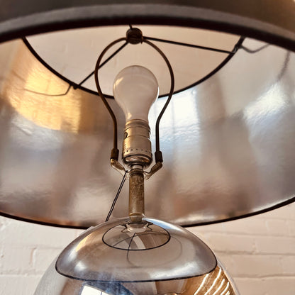 MCM BLACK SHADE CHROME BALL LAMP