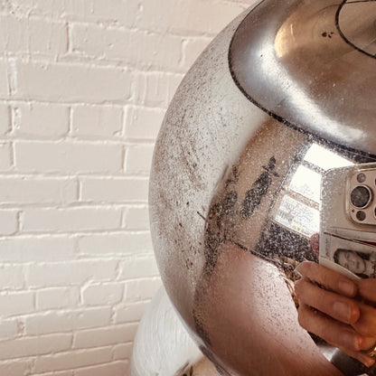 MCM BLACK SHADE CHROME BALL LAMP