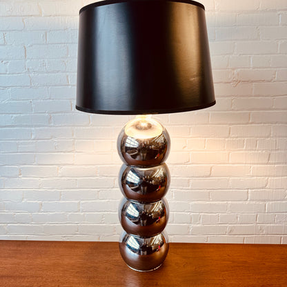 MCM BLACK SHADE CHROME BALL LAMP