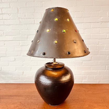 MARBLE SHADE BLACK TABLE LAMP