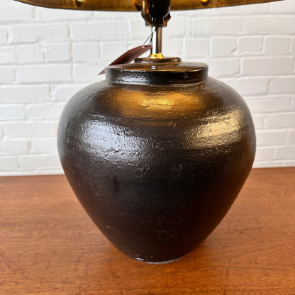 MARBLE SHADE BLACK TABLE LAMP