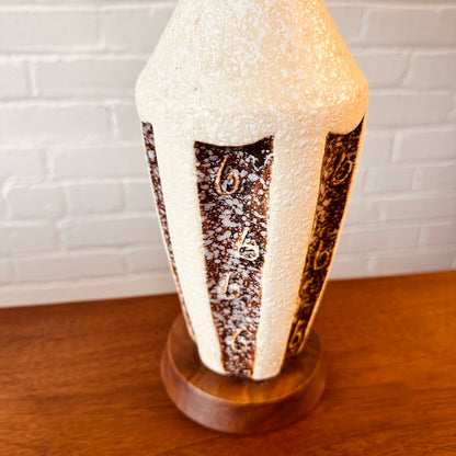 CERAMIC & TEAKWOOD TABLE LAMPS PAIR