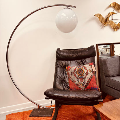 MCM ARCHED FLOOR LAMP WITH LARGE GLOBE