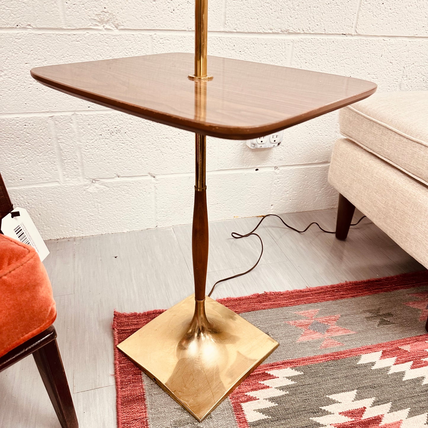 MID-CENTURY LAUREL FLOOR LAMP WITH INTEGRATED TABLE + SHADE