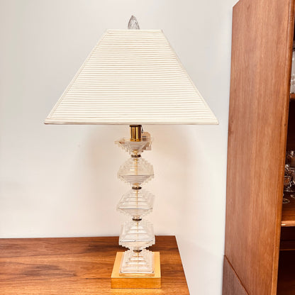 DIAMOND BASE CUT GLASS TABLE LAMP