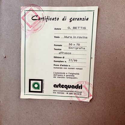 GIANCARLO BETTIS "MURA IN ROVINA 37/99" ART PIECE