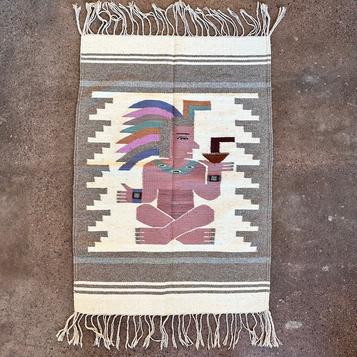 ZAPOTEC HANDWOVEN WOOL MEXICAN TAPESTRY