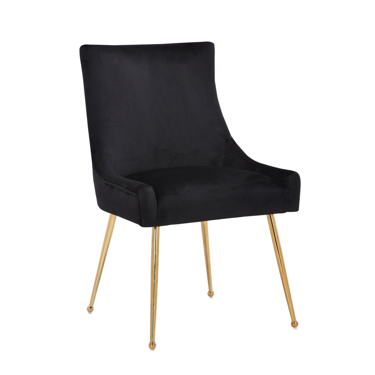 PAIR OF NEW BLACK VELVET ACCENT CHAIR WITH GOLD HANDLE