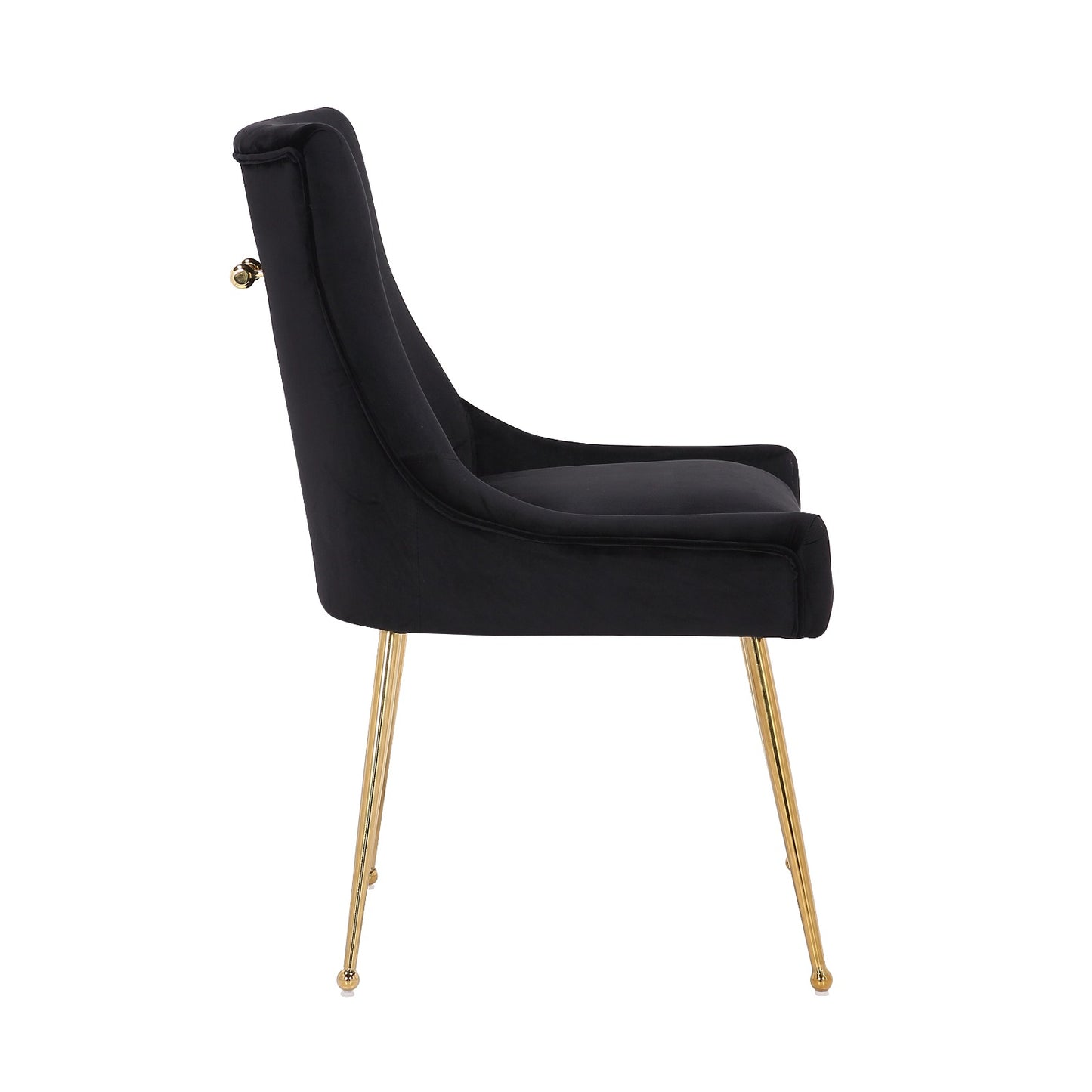 BLACK VELVET ACCENT CHAIRS WITH GOLD HANDLE - PAIR