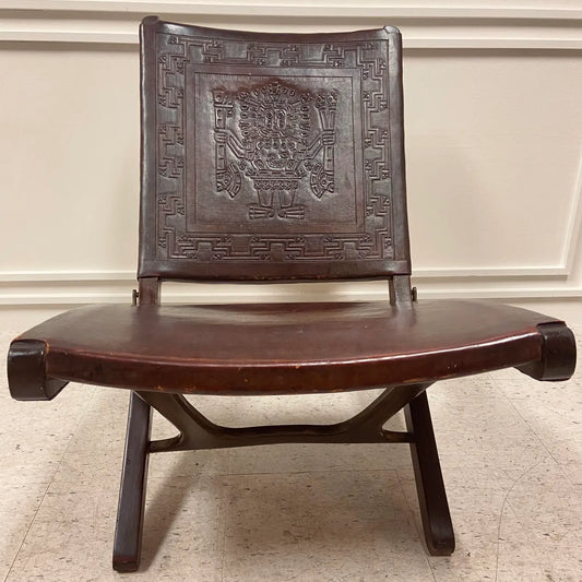 VINTAGE ANGEL PAZMINO LEATHER ARM CHAIR FROM ECUADOR