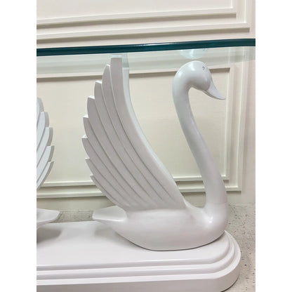 ART DECO SWAN CONSOLE TABLE WITH OVAL GLASS TOP