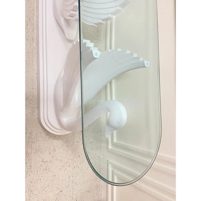 ART DECO SWAN CONSOLE TABLE WITH OVAL GLASS TOP