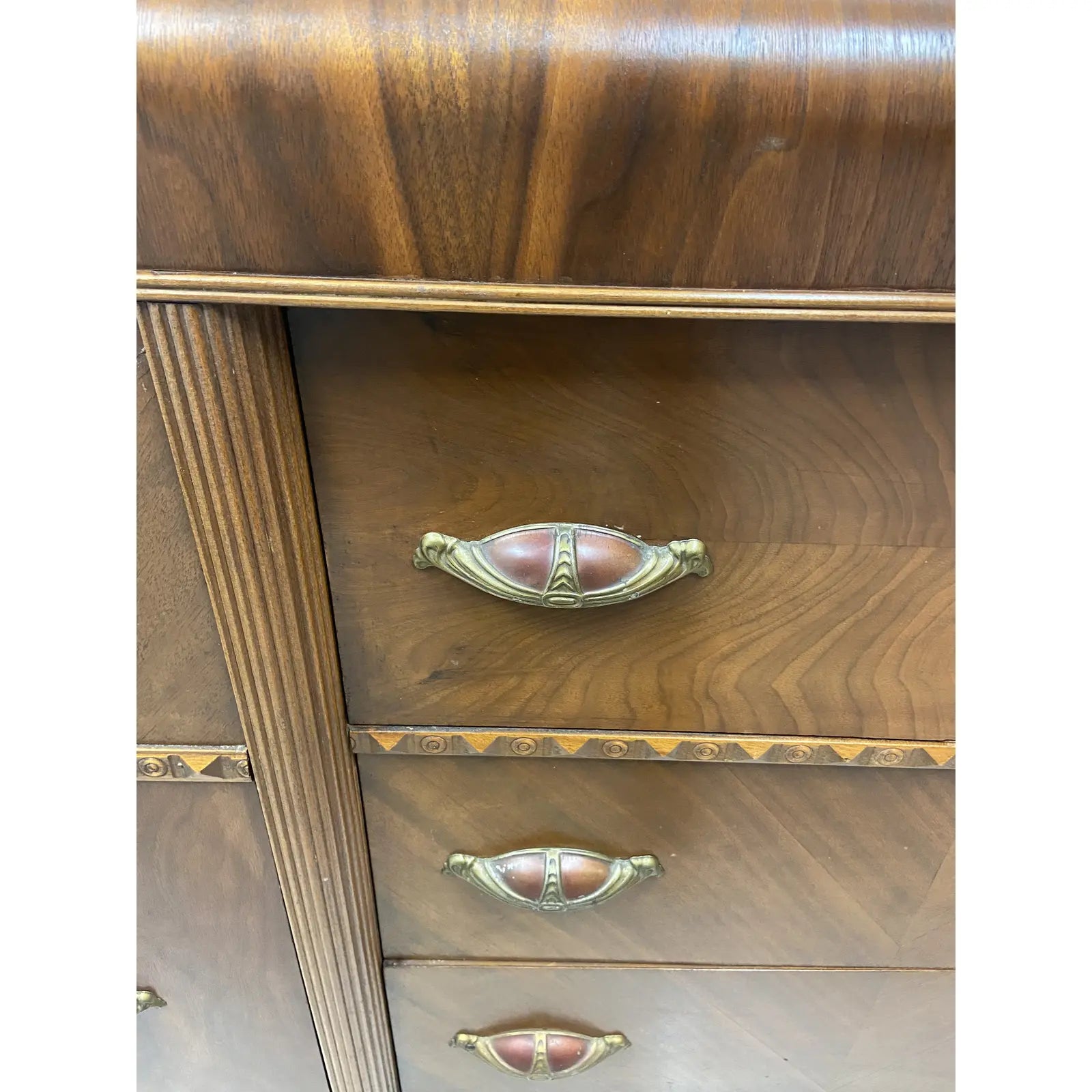 RESTORED ART DECO WATERFALL SIDEBOARD