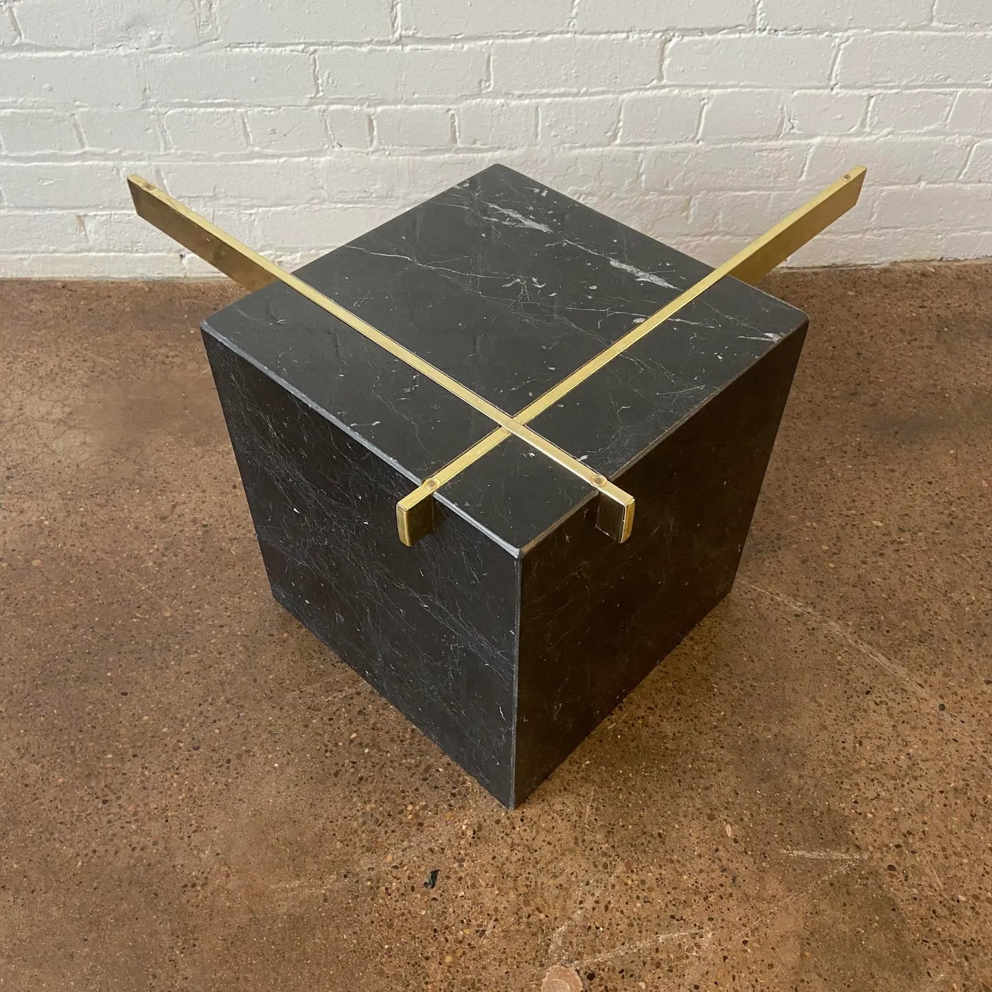 ARTEDI ITALIAN COFFEE TABLE BASE IN BLACK MARBLE & BRASS