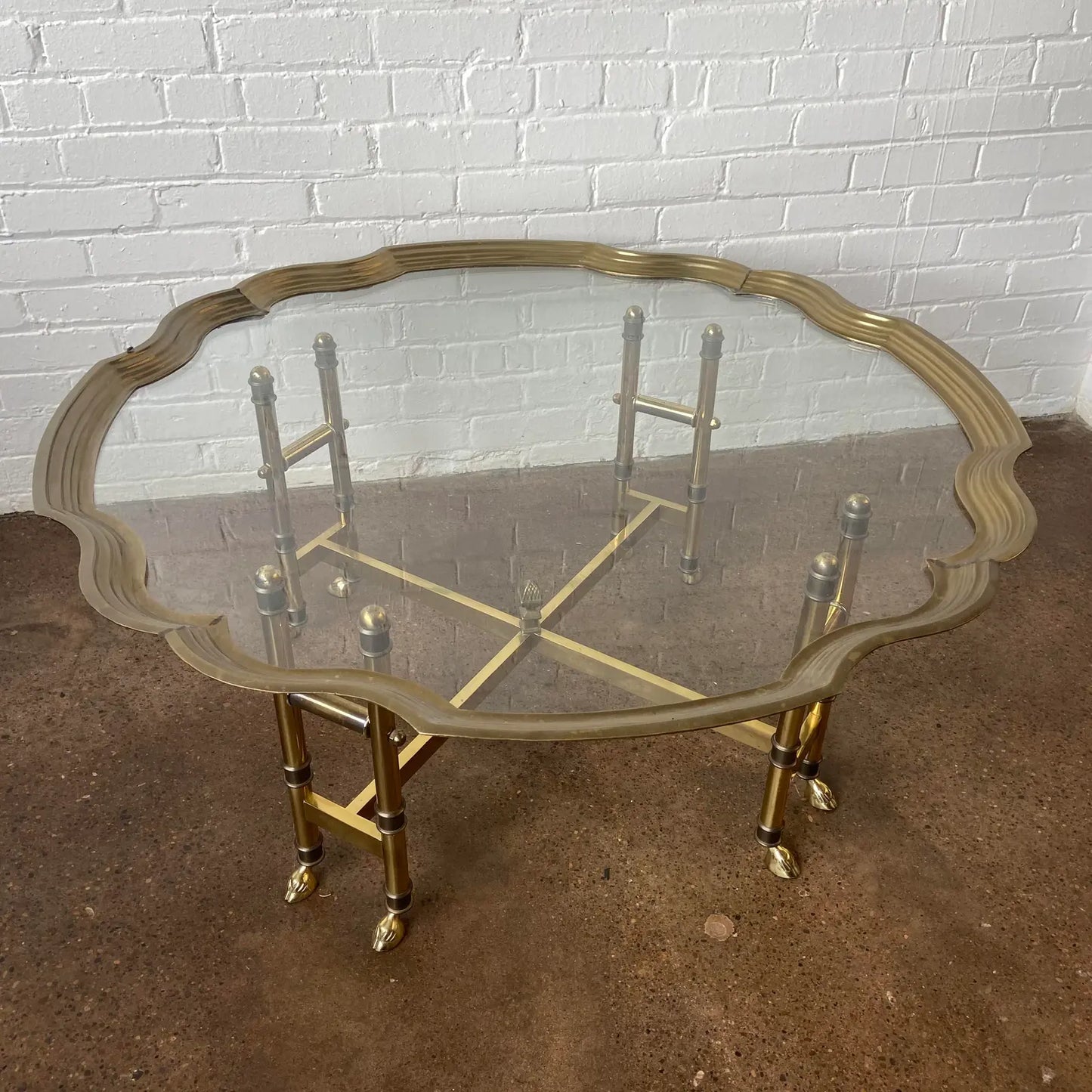 Faux Bamboo Brass Round Coffee Table