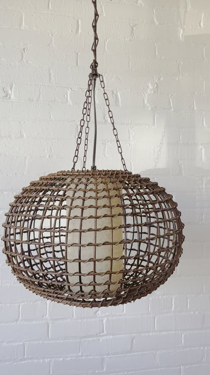 MCM RATTAN PLUG-IN HANGING LIGHT