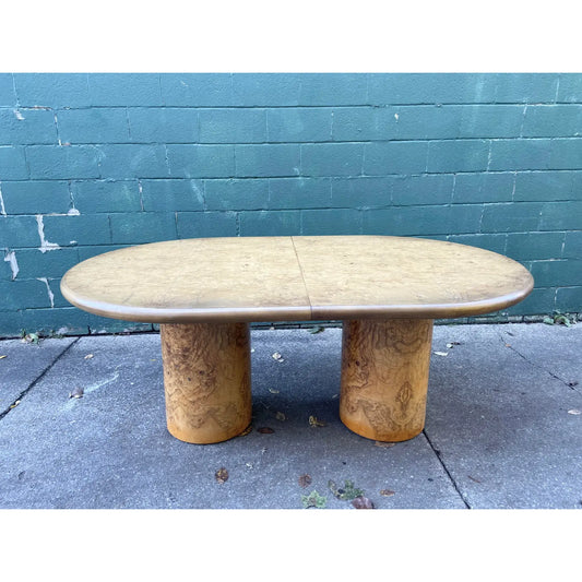 EXPANDABLE OVAL DINING TABLE BY HENREDON WITH BURLWOOD PEDESTAL BASE