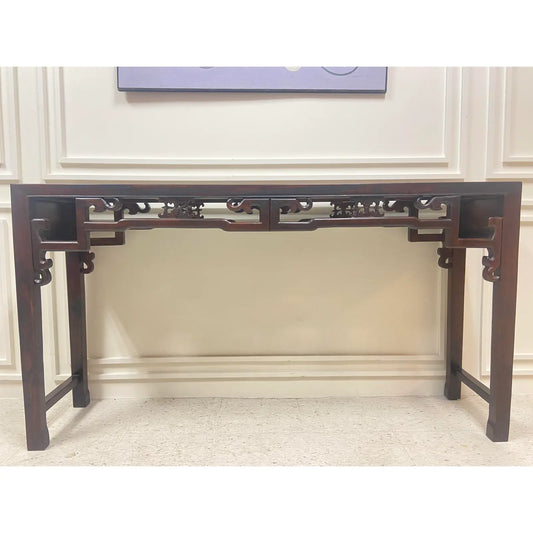 VINTAGE CHINOSERIE CARVED CONSOLE/SOFA TABLE