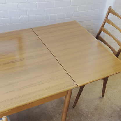 RESTORED DANISH TEAK DINING TABLE WITH DRAW LEAF