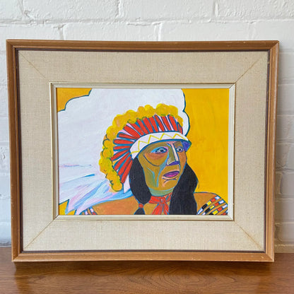 FRAMED NATIVE AMERICAN CHIEF ART BY GEORGE SANDERS